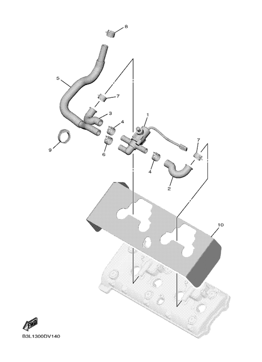 Yamaha 4C8-14881-01 Hose, Bend 1 — shown on the Air Induction System parts diagram