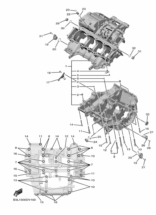 Yamaha B3L-15100-09 Crankcase Assy — shown on the Crankcase parts diagram