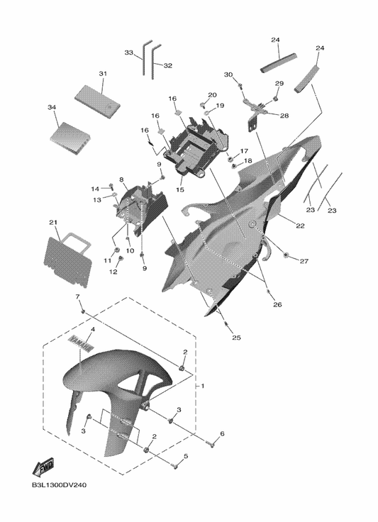 Yamaha B3L-F8199-P1 Manual,Owner'S — shown on the Fender parts diagram