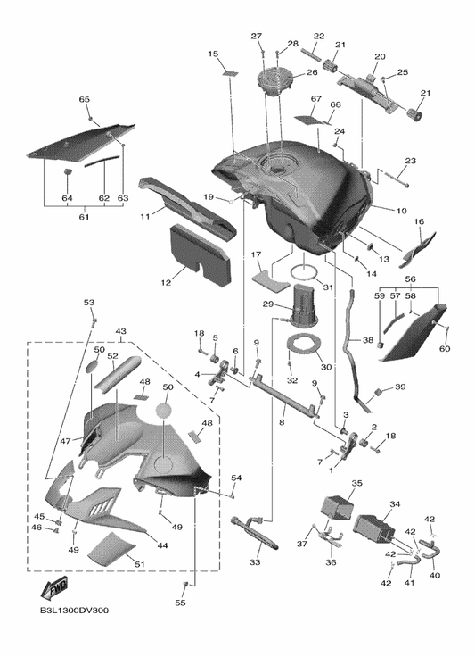 Yamaha 2CR-YK241-10-P0 Fuel Tank Comp. — shown on the Fuel Tank parts diagram