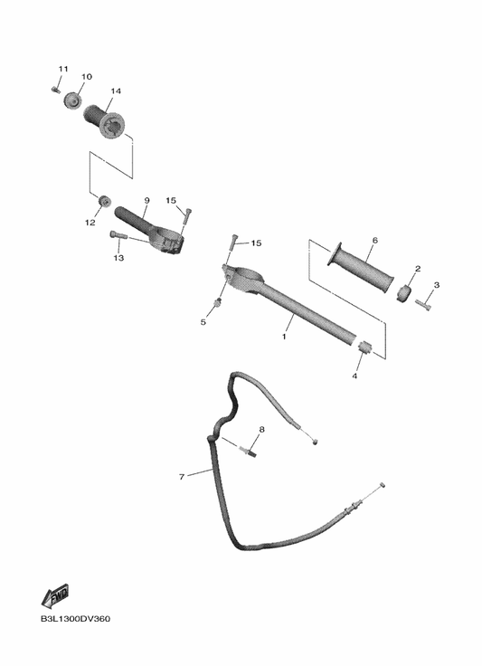 Yamaha B3L-26240-00 Grip Assy — shown on the Steering Handle & Cable parts diagram