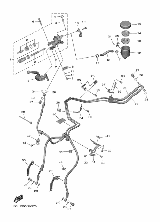 Yamaha 2CR-83922-10 Lever 2 — shown on the Front Master Cylinder parts diagram