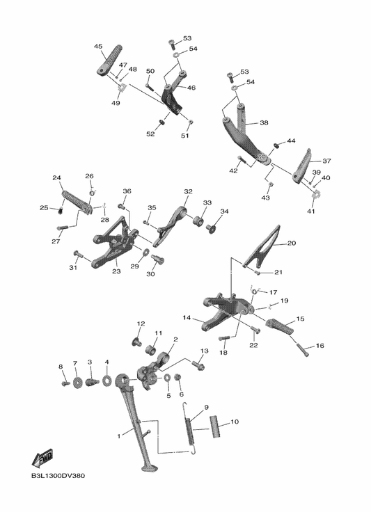 Yamaha B3L-27441-00 Footrest, Rear 2 — shown on the Stand & Footrest parts diagram