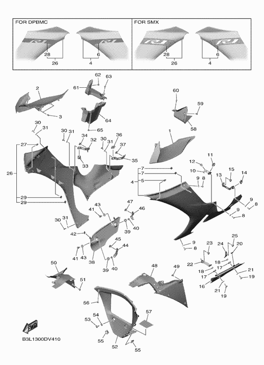 Yamaha B3L-2836L-00 Panel, Inner 2 — shown on the Cowling 2 parts diagram