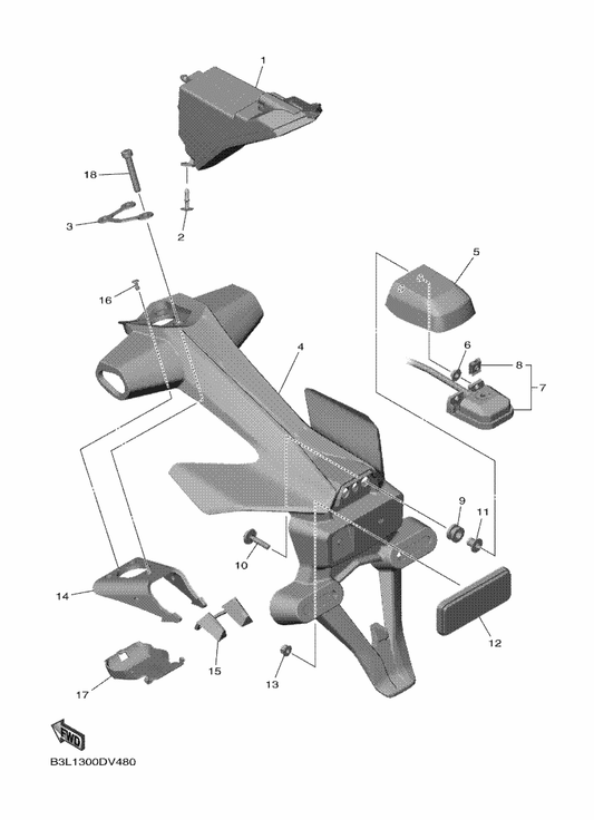 Yamaha 2CR-84710-01 Taillight Unit Assy — shown on the Taillight parts diagram