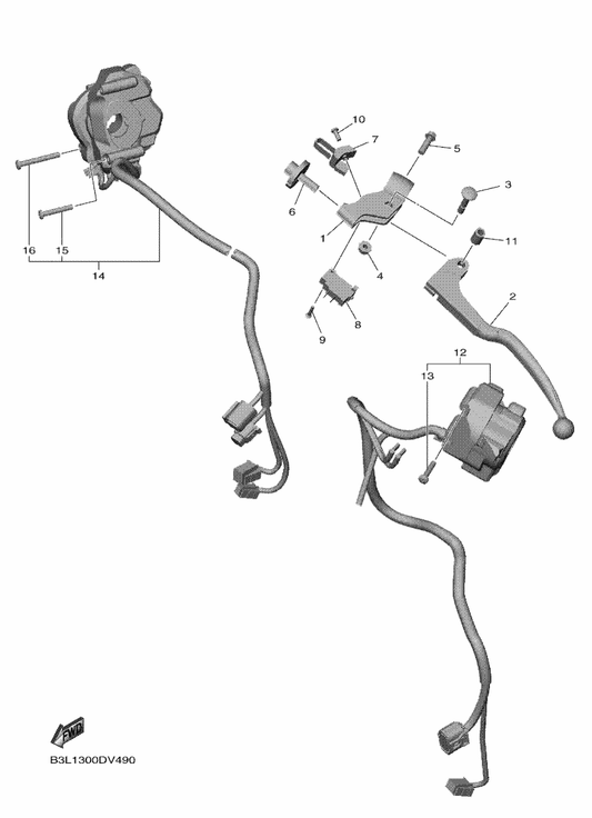 Yamaha B3L-8291R-03 Sw., Handle Rh — shown on the Handle Switch & Lever parts diagram
