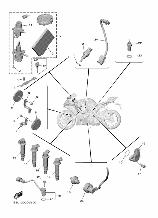 Yamaha B3L-W8250-04 Main Sw. Immobilizer Kit — shown on the Electrical 1 parts diagram