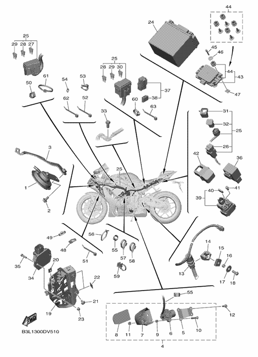Yamaha B3L-82590-02 Wire Harness Assy — shown on the Electrical 2 parts diagram