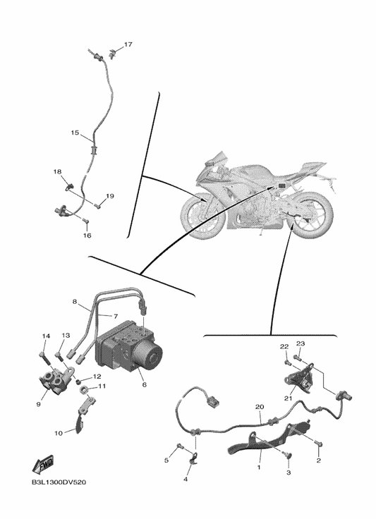 Yamaha D45-85970-00 Wheel Sensor Assy, Front — shown on the Electrical 3 parts diagram