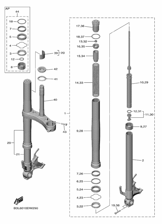 Yamaha B3L-23147-00 . . O-Ring — shown on the Front Fork parts diagram