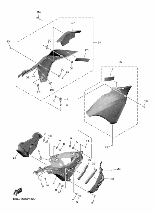 Yamaha B3L-Y284M-10-P1 Cover 1 — shown on the Cowling 3 parts diagram