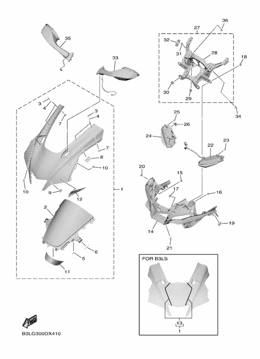Yamaha B3L-28320-00 Leg Shield Stay Set — shown on the Cowling 1 parts diagram