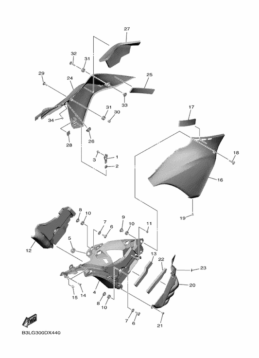Yamaha B3L-2842N-00-P2 Cover 2 — shown on the Cowling 3 parts diagram