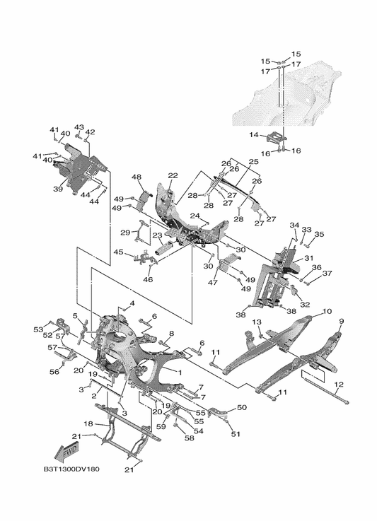 Yamaha 90387-085E1 Collar — shown on the Frame parts diagram
