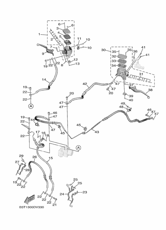 Yamaha B7M-2584C-00 Hose, Brake — shown on the Front Master Cylinder parts diagram