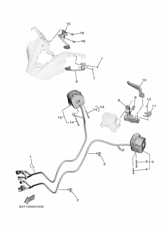 Yamaha B7M-82617-00 Switch — shown on the Handle Switch & Lever parts diagram