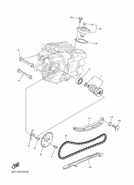 Yamaha 93306-001YG Bearing — shown on the Camshaft & Chain parts diagram