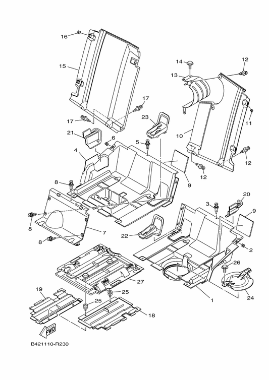 Yamaha B42-F2448-00 Plate, Seal — shown on the Side Cover 2 parts diagram