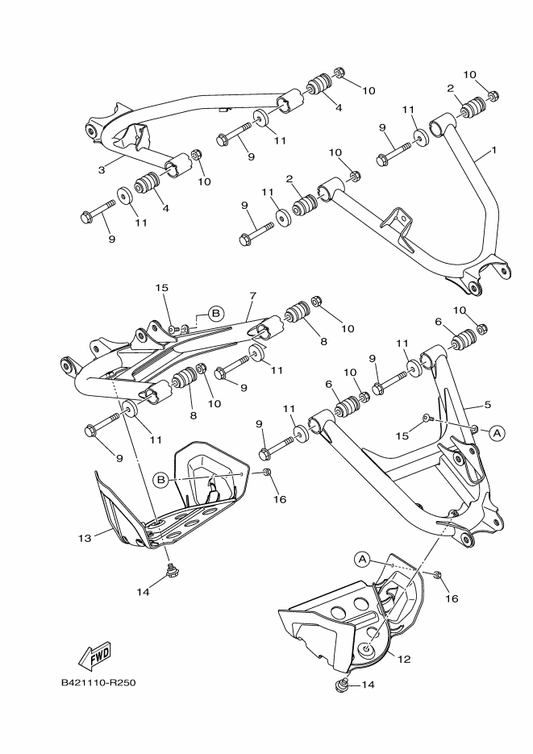 Yamaha 1XD-F217M-11 Arm 1 — shown on the Rear Arm parts diagram