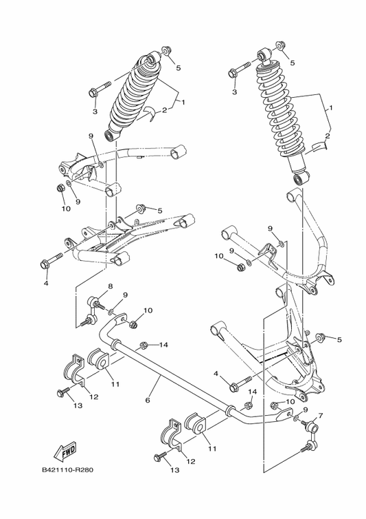 Yamaha BHF-F2200-10 Shock Absorber Assy, Rear — shown on the Rear Suspension parts diagram