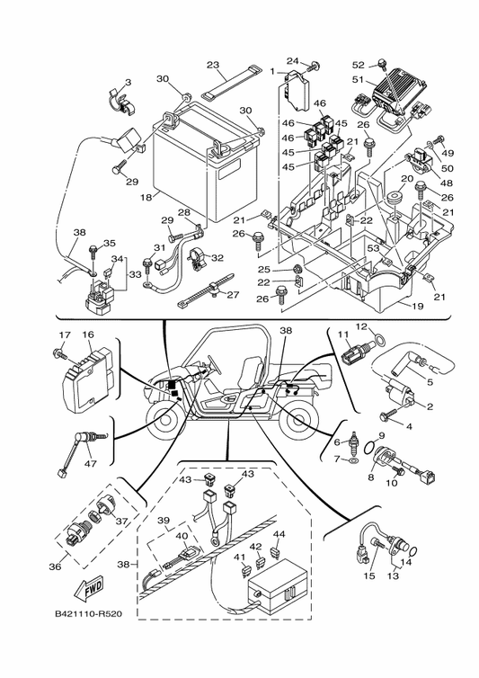 Yamaha 5UG-H2510-00 Main Switch Assy — shown on the Electrical 1 parts diagram