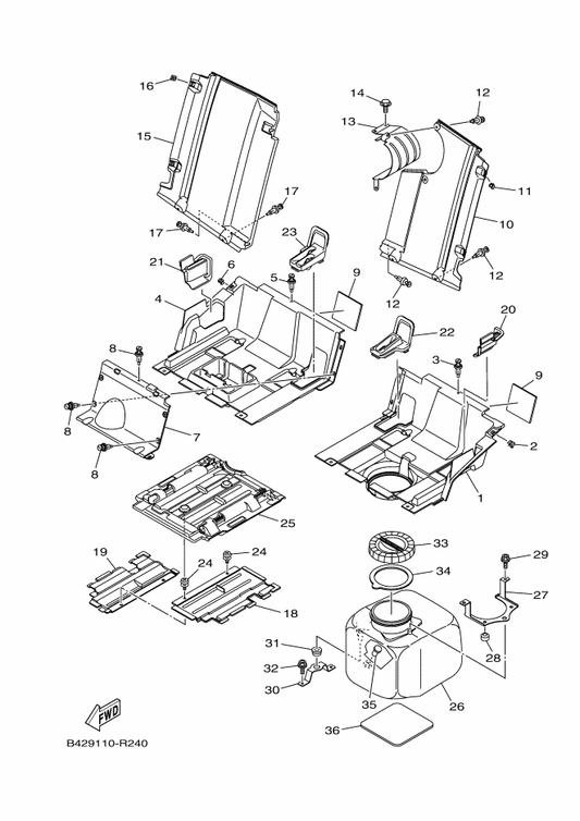 Yamaha 1XP-F253E-00 Brkt., Fr. Storage — shown on the Side Cover 2 parts diagram