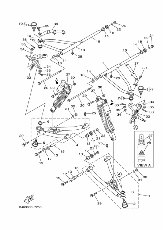 Yamaha 1PE-F3580-60 Front Lower Arm Comp. (Right) — shown on the Front Suspension & Wheel parts diagram
