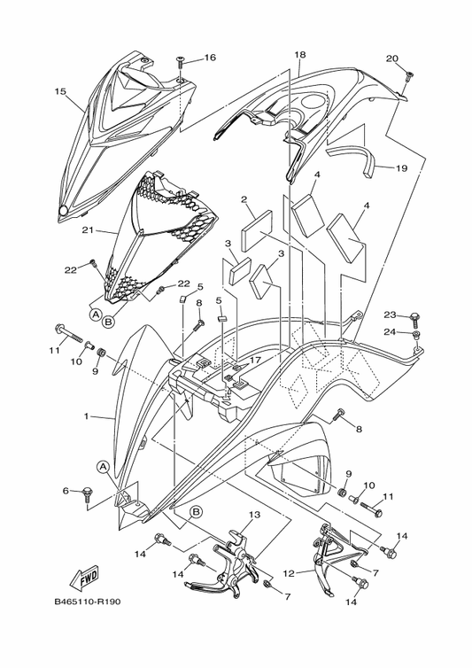 Yamaha 1PE-F3391-50 Panel, Front — shown on the Front Fender parts diagram