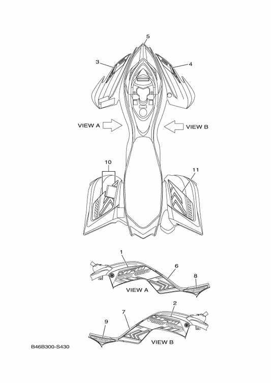 Yamaha B46-F165D-20 Graphic, 2 — shown on the Graphics parts diagram