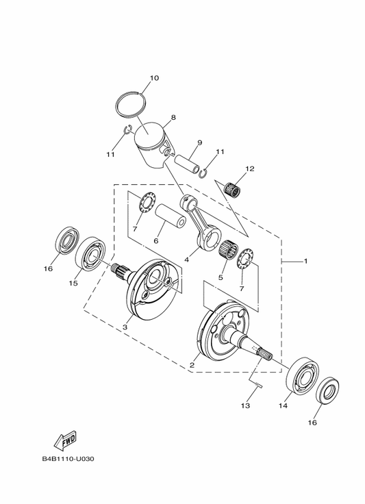 Yamaha B4B-11651-00 . Rod, Connecting — shown on the Crankshaft & Piston parts diagram