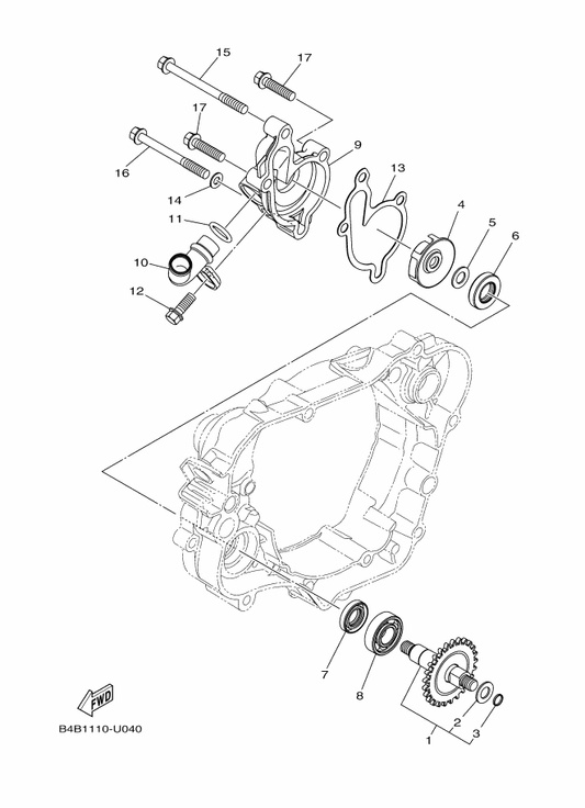 Yamaha DA8-12451-00 Impeller, Water Pump — shown on the Water Pump parts diagram