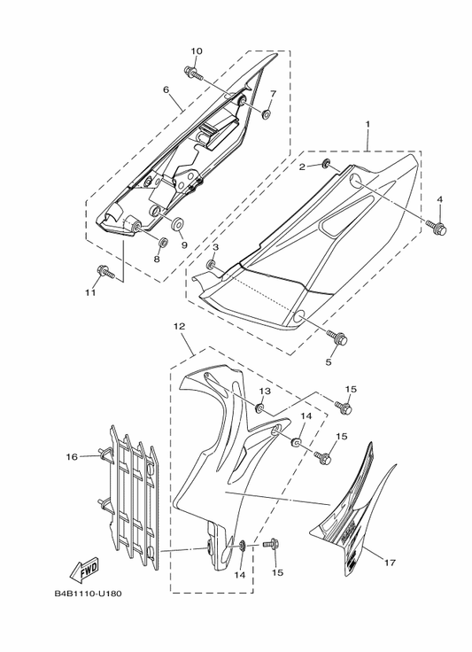 Yamaha B4B-2174G-00 Graphic 3 — shown on the Side Cover parts diagram