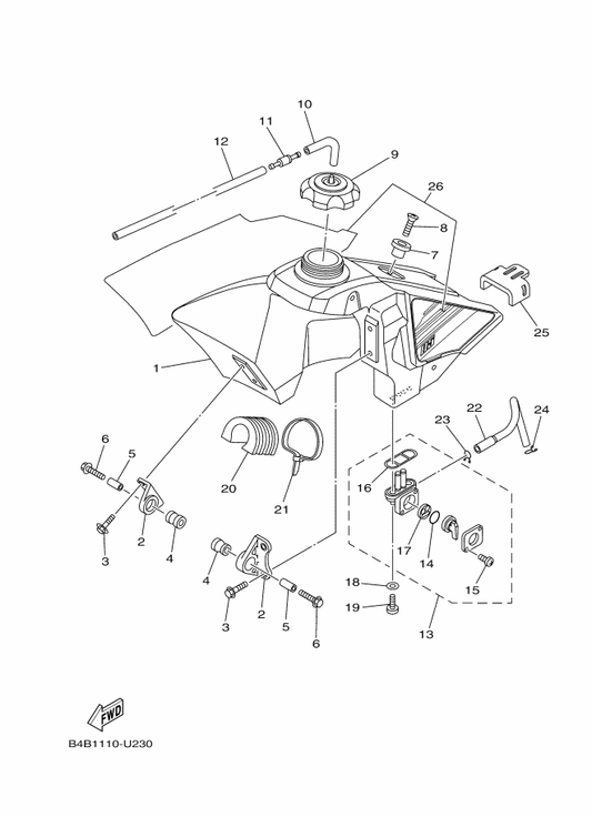 Yamaha B4B-24240-00 Graphic Set — shown on the Fuel Tank parts diagram