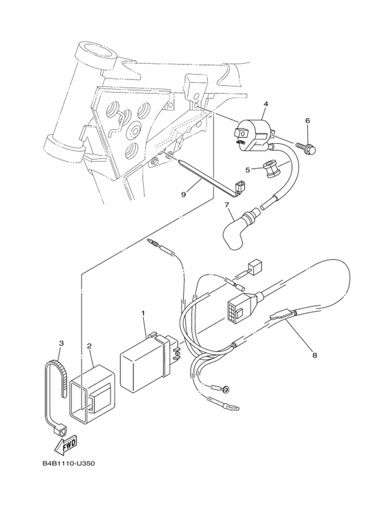 Yamaha B4B-82509-00 Wire, Sub Lead — shown on the Electrical 1 parts diagram