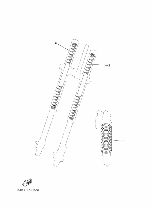 Yamaha 4ES-23141-80 Spring, Front Fork(K=2.8N/Mm) — shown on the Alternate For Chassis parts diagram