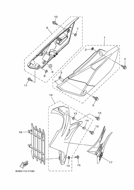 Yamaha B4B-2174G-10 Graphic 3 — shown on the Side Cover parts diagram
