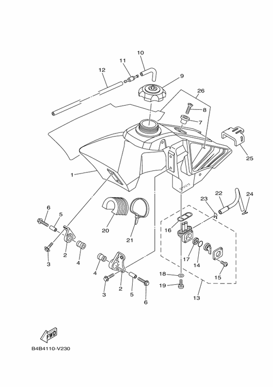 Yamaha B4B-24240-10 Graphic Set — shown on the Fuel Tank parts diagram
