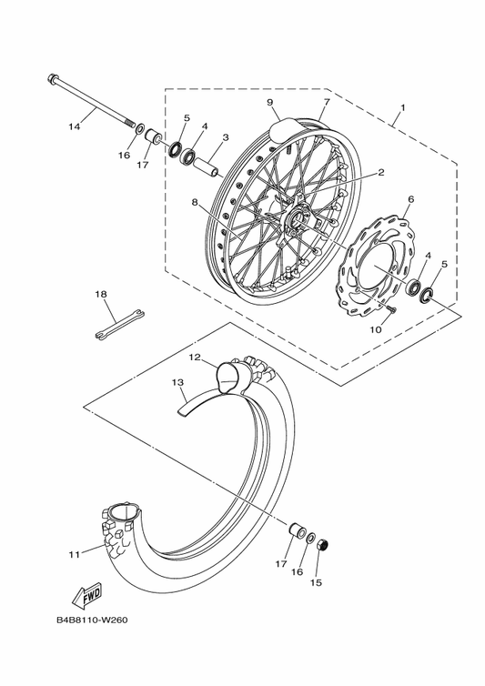 Yamaha B4B-2582T-00 . Disc, Brake (Left) — shown on the Front Wheel parts diagram