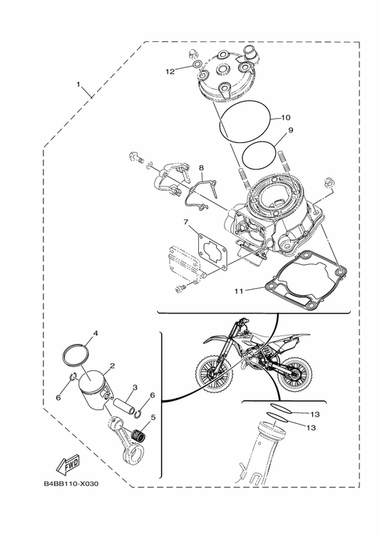 Yamaha 5PA-WB033-10-D0 Piston Rebuilt Kit — shown on the Piston Rebuilt Kit parts diagram