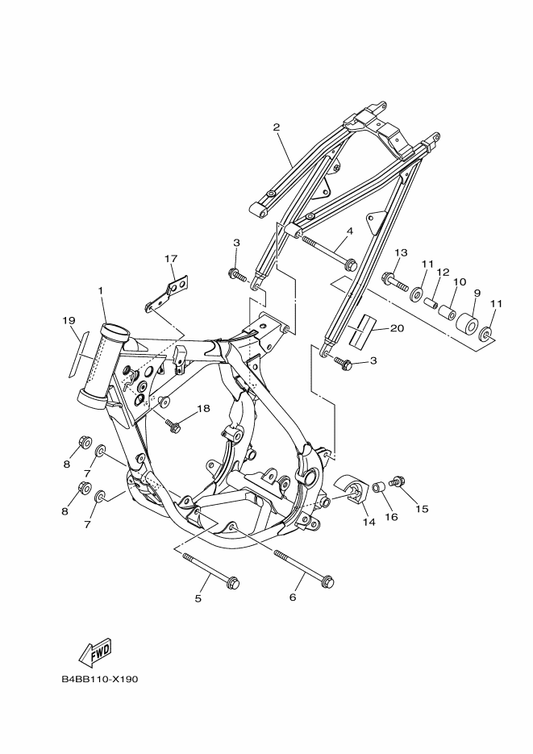Yamaha DA8-21101-00 Front Frame Comp. — shown on the Frame parts diagram