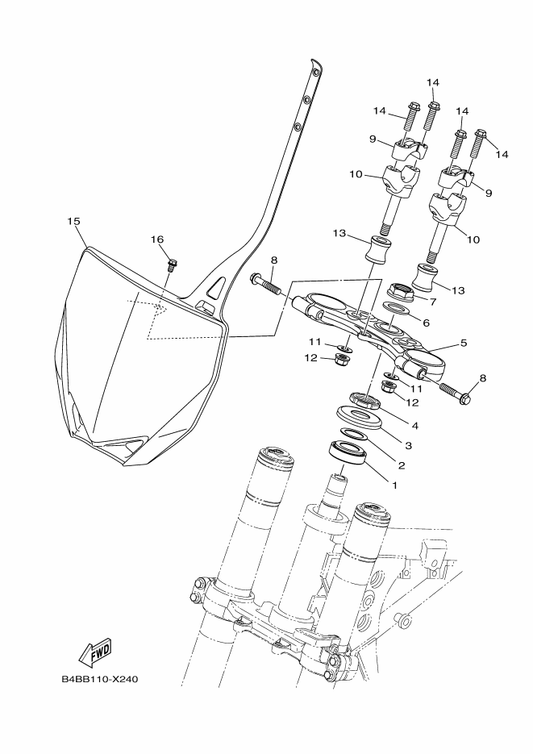Yamaha B4B-23113-00 Collar — shown on the Steering parts diagram