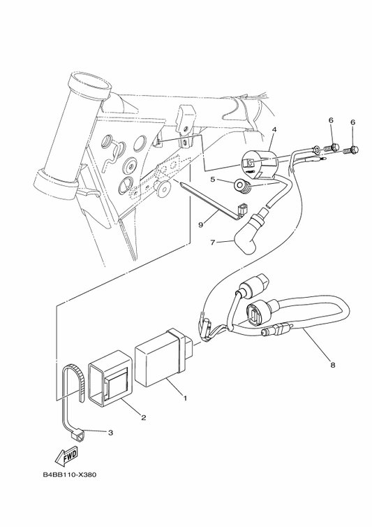 Yamaha 4JG-82310-04 Ignition Coil Assy — shown on the Electrical 1 parts diagram