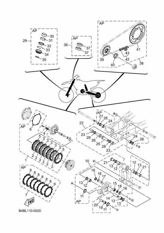 Yamaha B4B-W001G-00 Clutch Plate Kit — shown on the Maintenance Parts Kit parts diagram