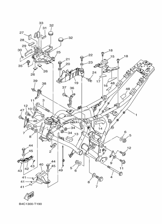 Yamaha BU2-21288-00 Guide, Cable — shown on the Frame parts diagram