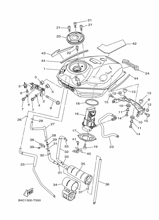 Yamaha 2RC-24170-00 Canister Assy — shown on the Fuel Tank parts diagram