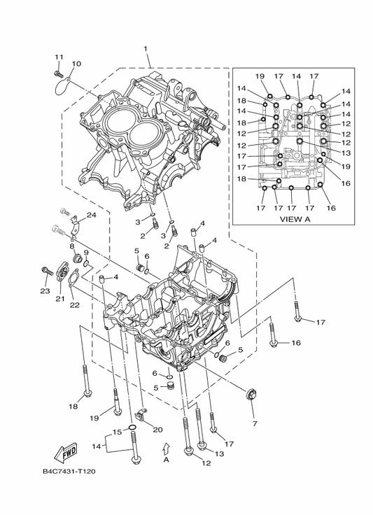 Yamaha 90462-10064 Clamp — shown on the Crankcase parts diagram