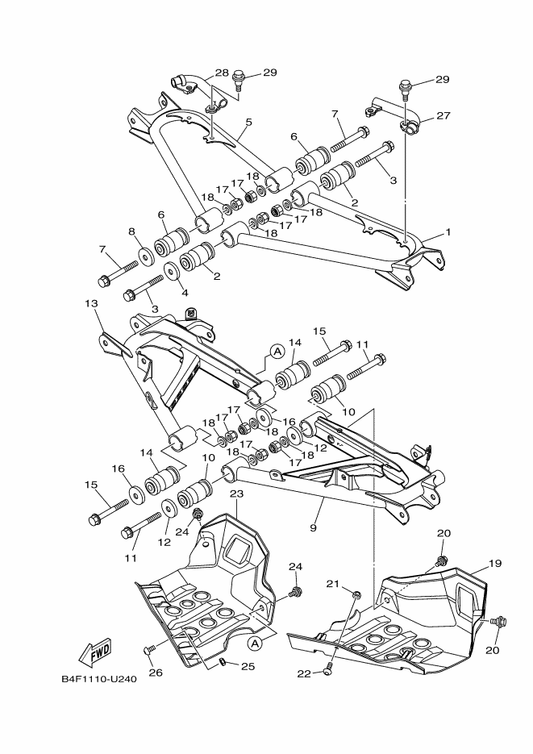 Yamaha 2BG-F217N-02 Arm 2 — shown on the Rear Arm parts diagram