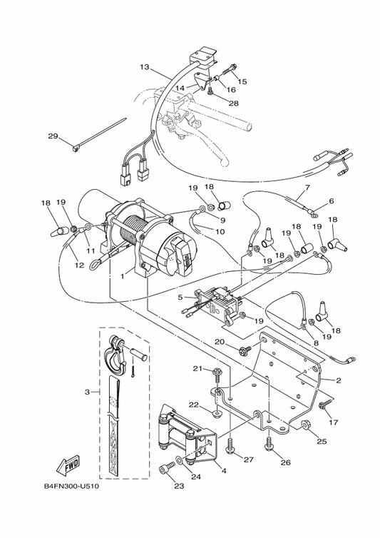 Yamaha B5R-F8488-V1 Hook — shown on the Optional Parts 1 parts diagram