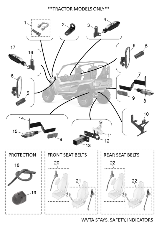 Yamaha MST-LDRDP-30 Front Right Indicator Light Stay — shown on the Wvta Stays, Safety, Indicators parts diagram