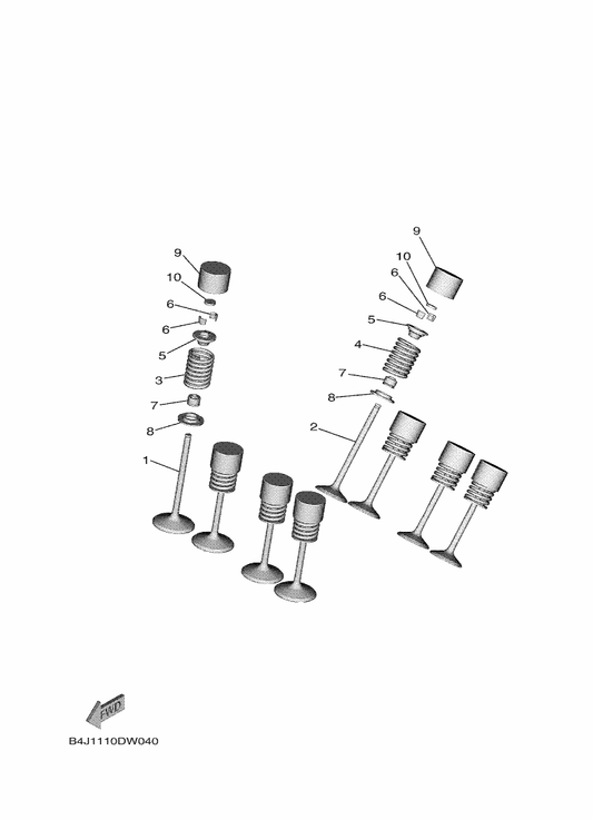 Yamaha B1R-12113-00 Spring, Valve Inner — shown on the Valve parts diagram